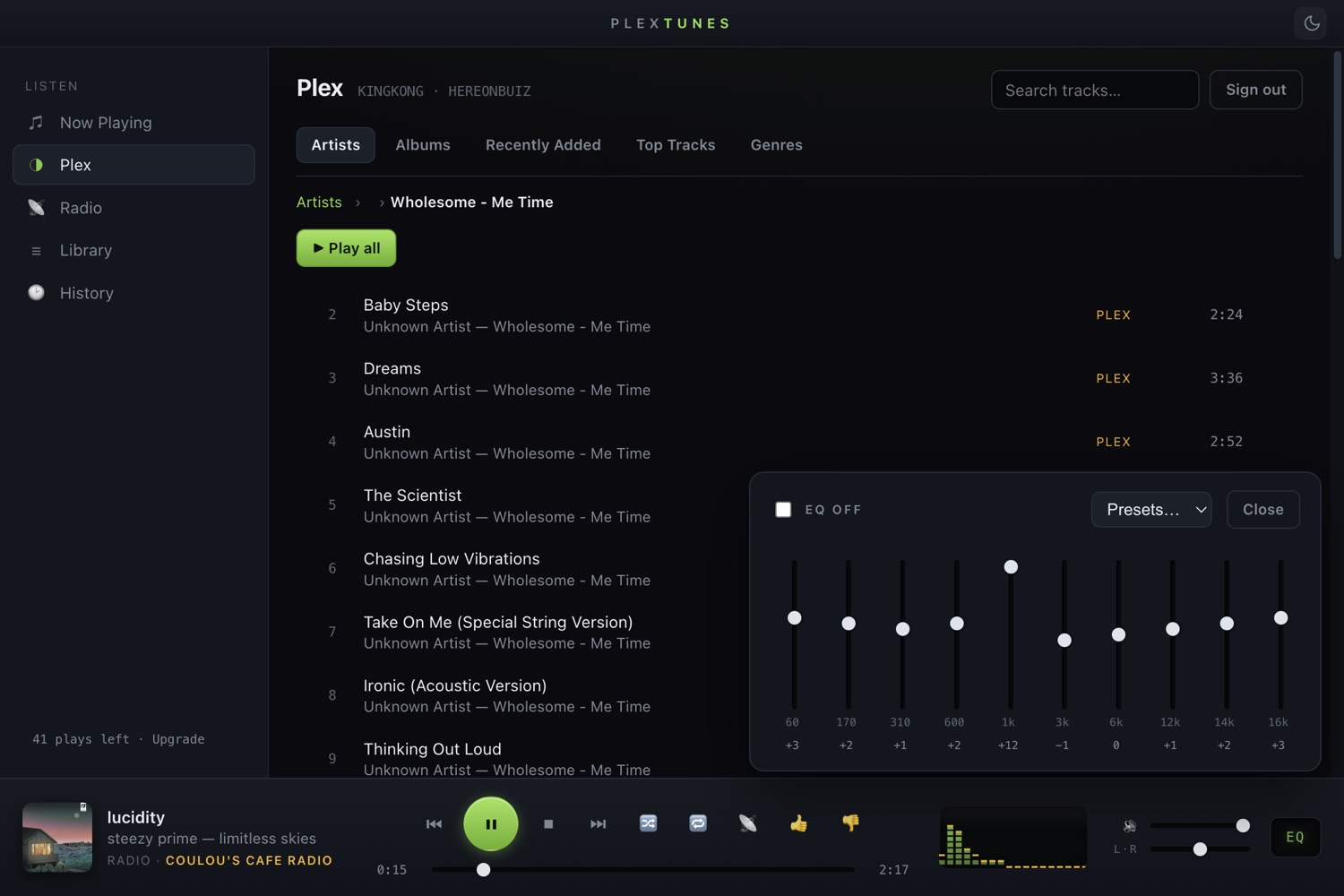 The floating 10-band graphic equaliser